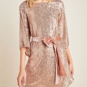 Anthropologie Gold Sequin Dress
